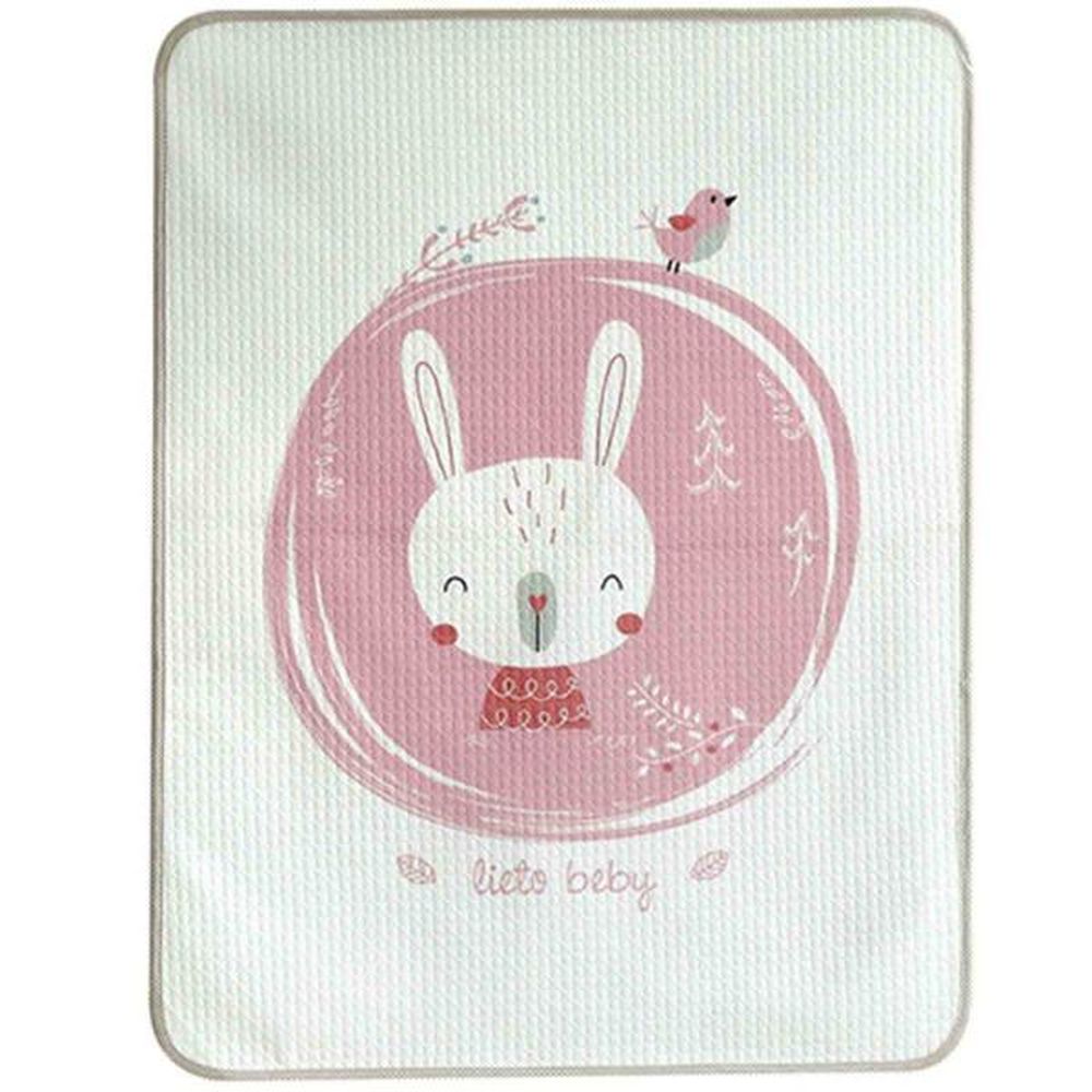 韓國 Lieto baby - 可愛動物無螢光棉防水墊-粉紅兔兔 (100*130cm)