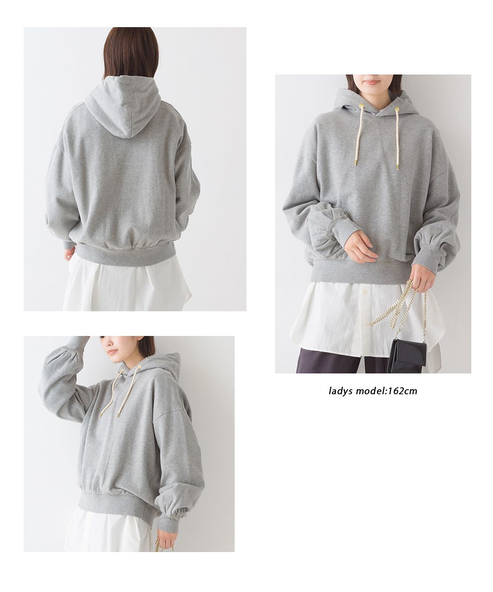 日本 OMNES - 純棉內刷毛保暖長袖帽T-氣質灰