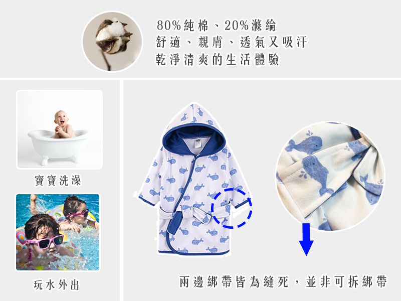 美國 Luvable Friends - 甜蜜寶貝嬰幼兒綁帶連帽浴巾/浴袍-粉色森林 (0-9M)