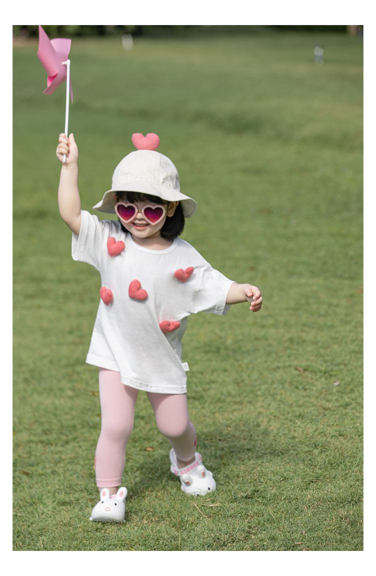 純棉立體圓領休閒短袖上衣-愛心-粉色