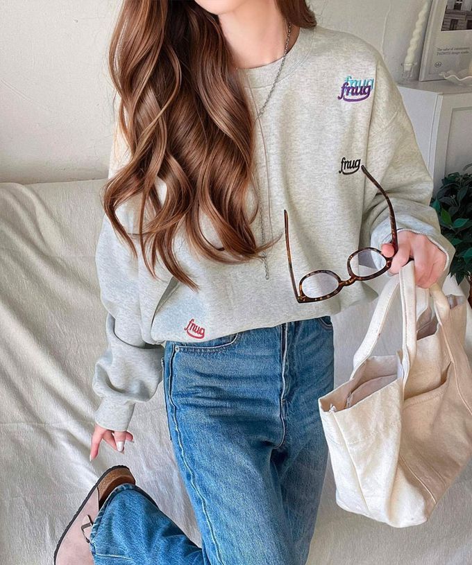 日本 Classical Elf - Java 裏起毛隨性logo長袖上衣-燕麥白