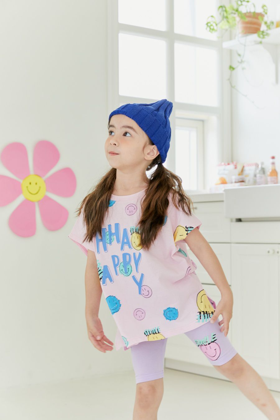 韓國 MINIATURE - HAPPY笑臉短袖上衣-粉紅