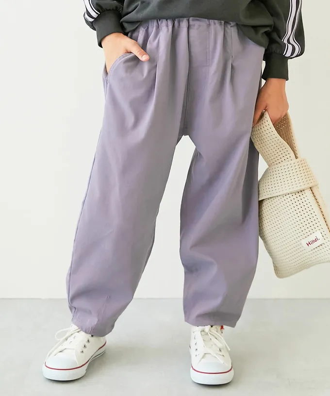 日本 devirock - 彈性斜布紋寬鬆氣球長褲-炭灰