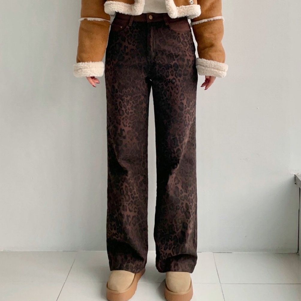 時下最～潮流豹紋圖案x寬鬆直筒褲型，時尚有型！