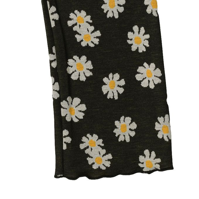 akachan honpo - 10分褲-小花圖案緹花-黑色