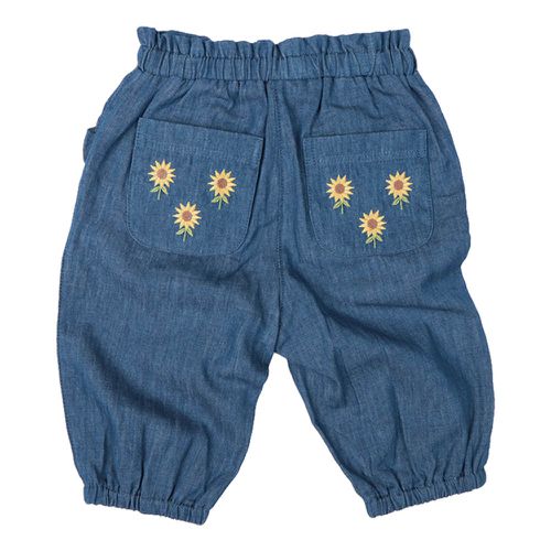 7分褲-口袋刺繡-深藍