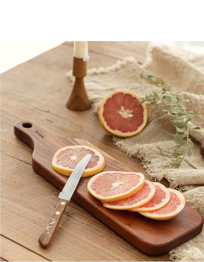 韓國 SSUEIM - 桃花心木製把手細長形砧板/托盤42x12x2