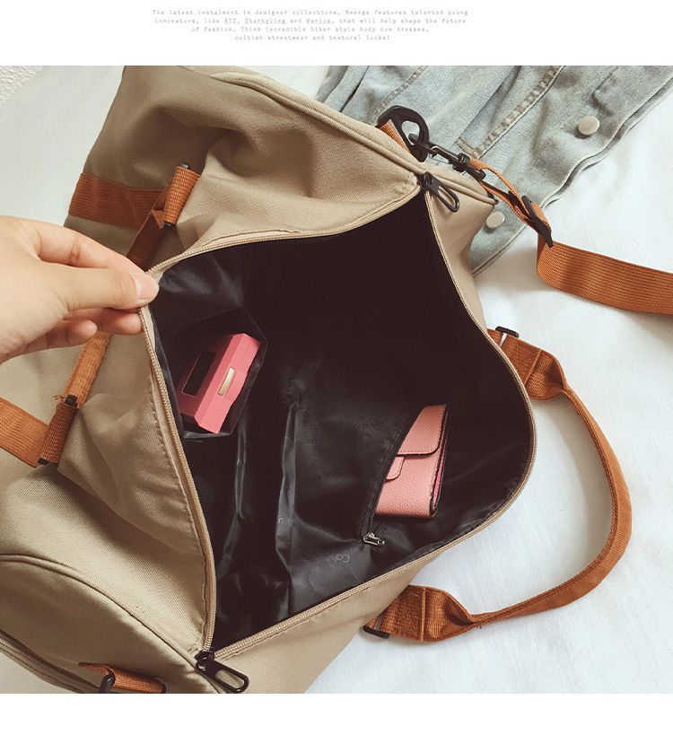 牛津布2way側背包-卡其棕