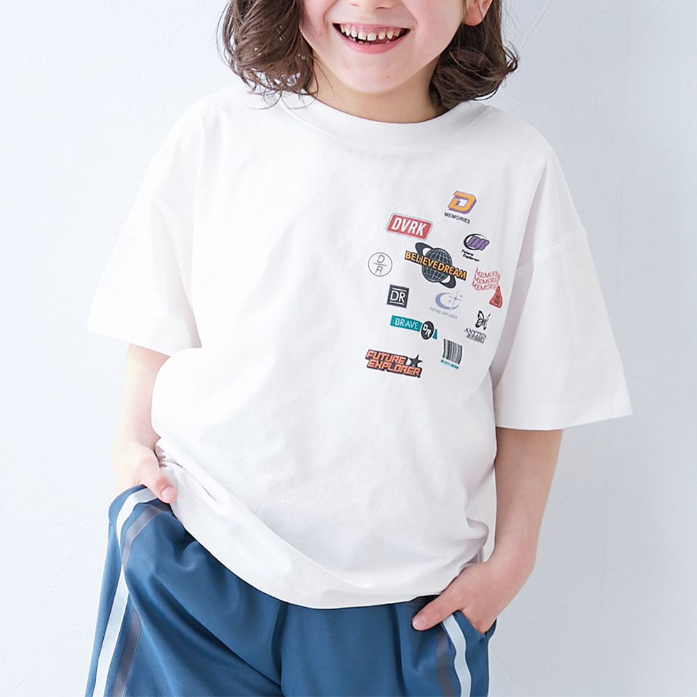 吸汗速乾涼感 帥氣印花短袖上衣-各種logo-白