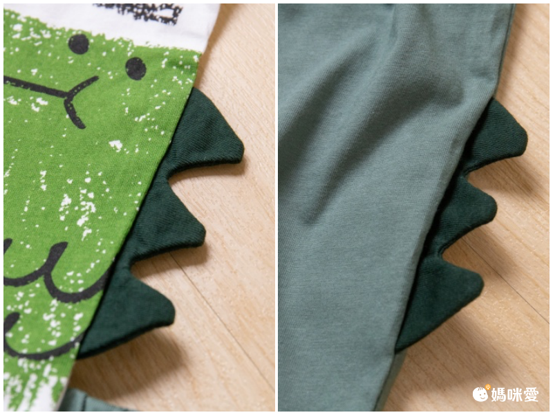 恐龍純棉短袖上衣短褲套組-白Ｘ綠