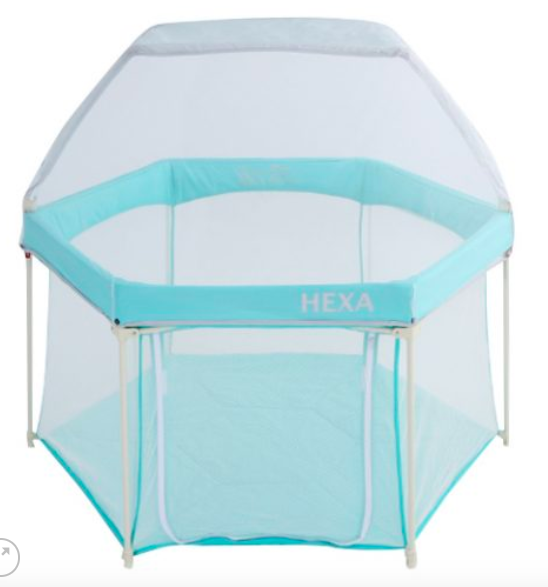 GleeKids 樂寶 - HEXA™海星折疊遊戲圍欄-1+1超值組-褐紫紅-附專屬蚊帳配件x1