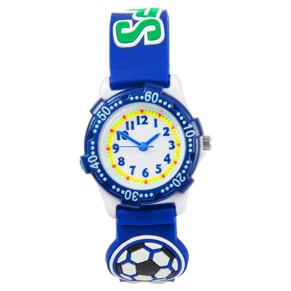 3D立體卡通兒童手錶-可旋轉錶圈-藍色足球