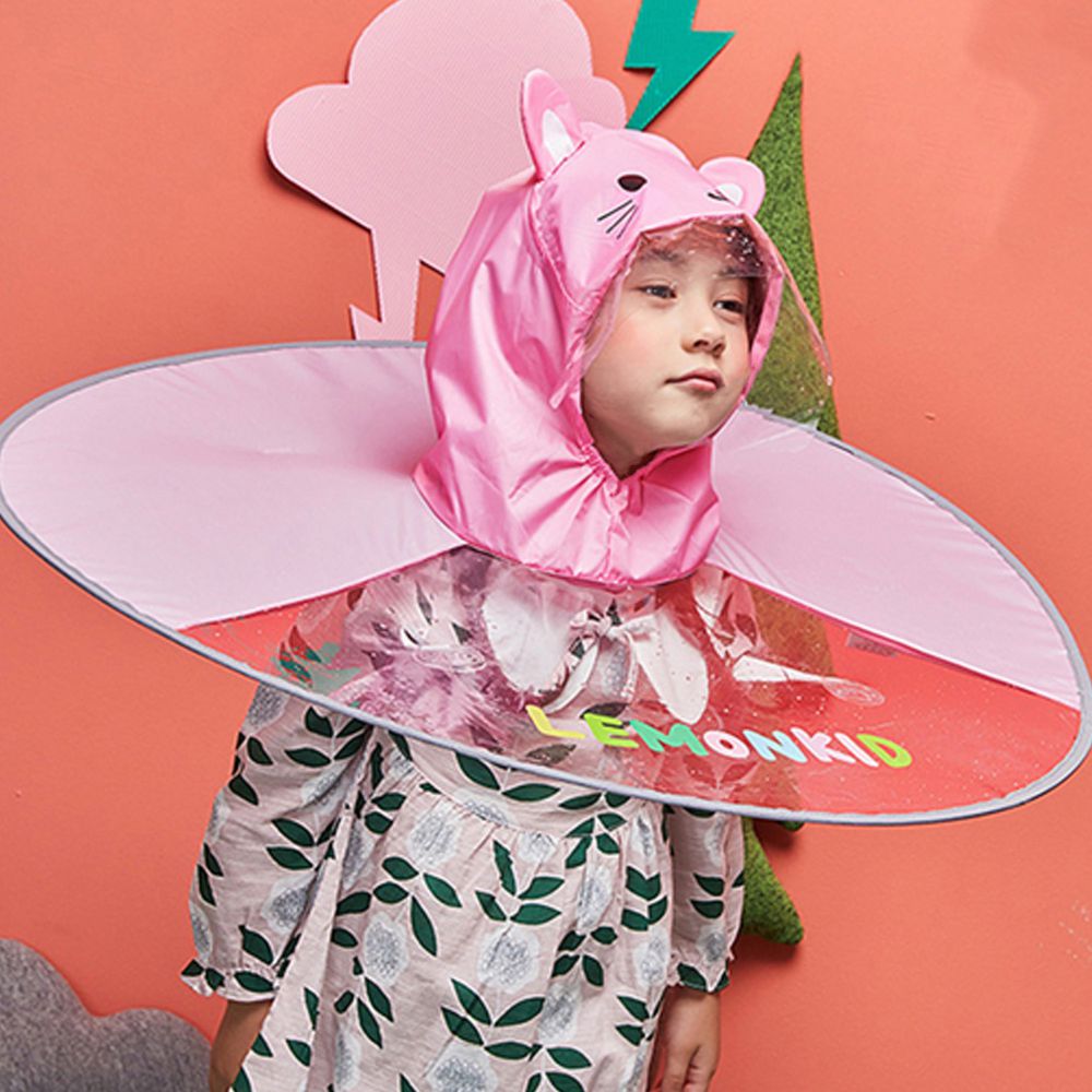 韓國lemonkid - 飛碟雨衣-粉色小兔 (S[2-5歲] 建議身高 80-105CM)