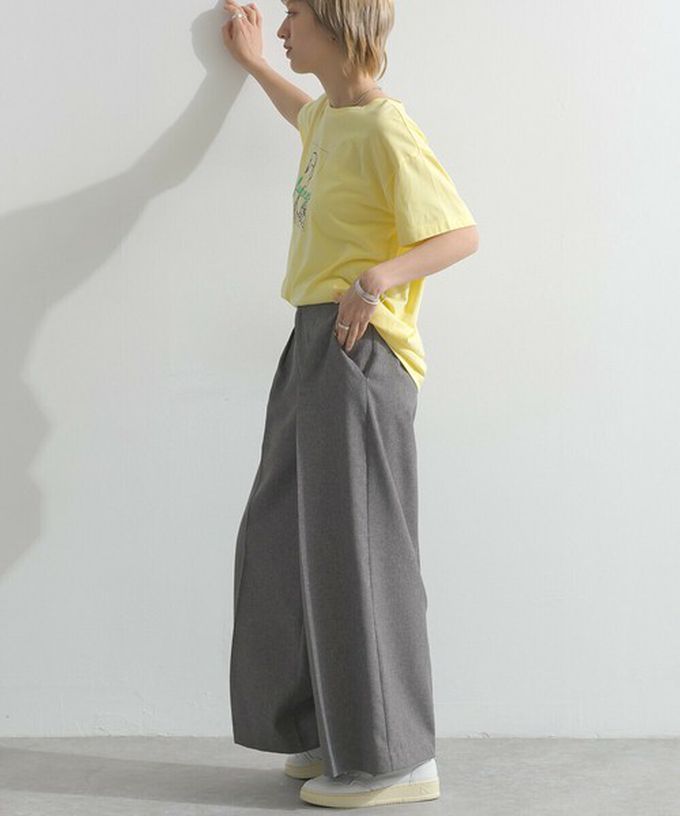 日本 le colis - 接觸冷感 紅鶴刺繡印花休閒上衣-黃