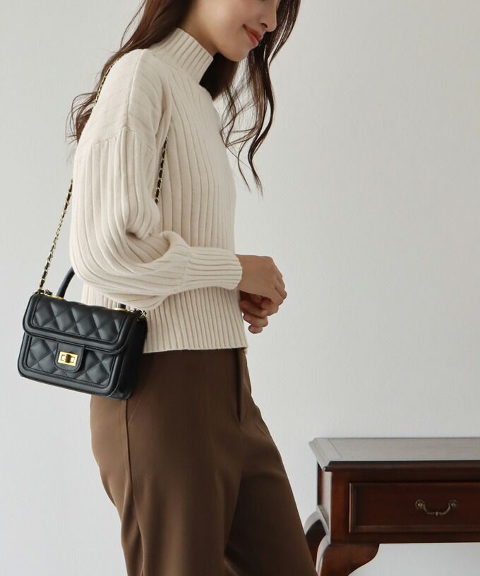 日本 BLUE EAST - 百搭坑條立領針織毛衣-水藍