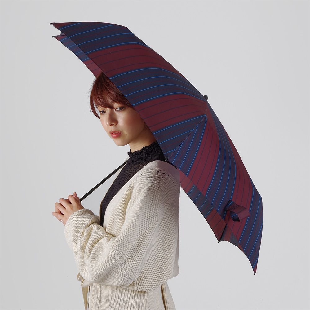 60公分輕量傘-(混和條紋酒紅)-NO.5136-2