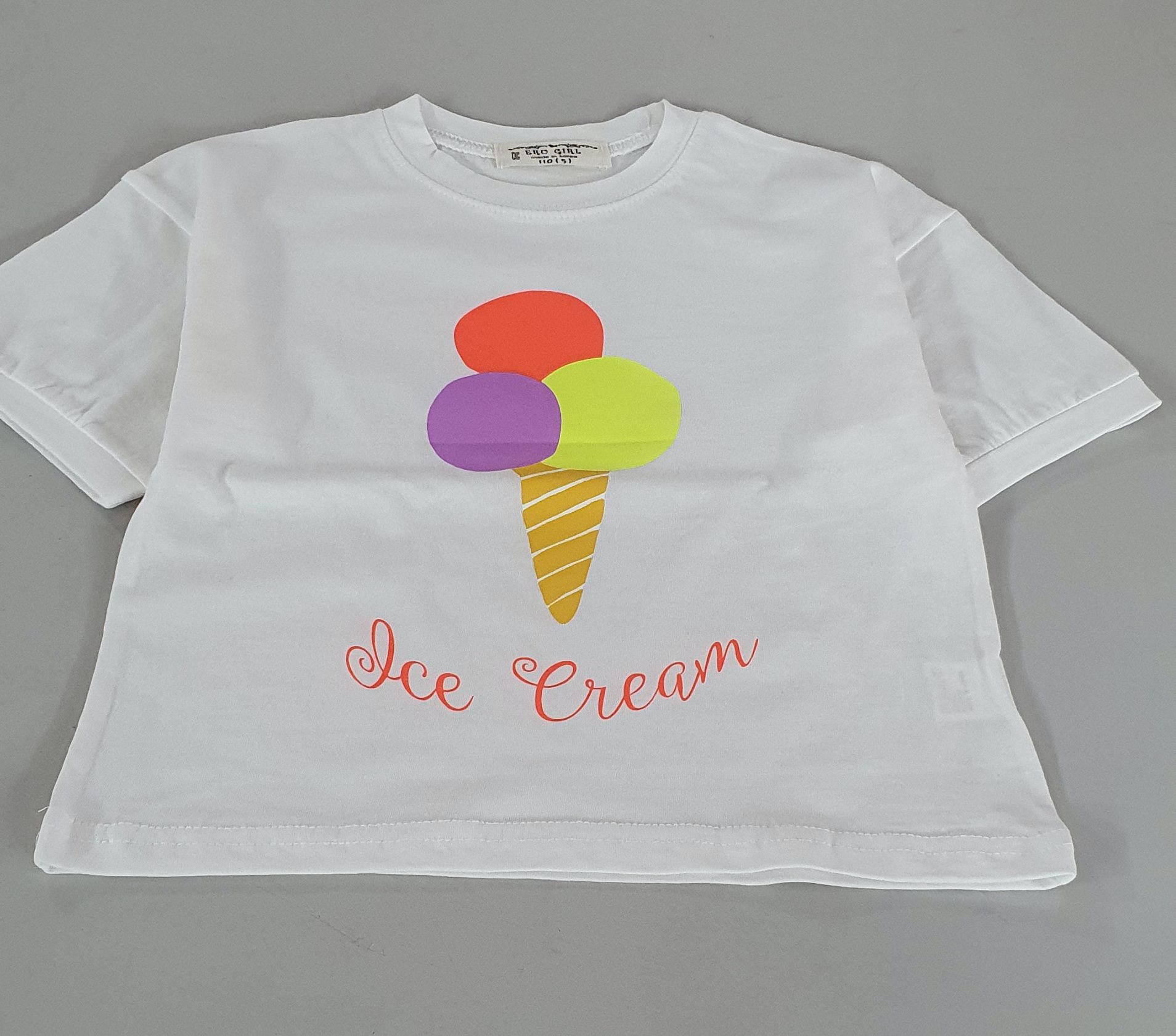 韓國 ERU - 三色冰淇淋印花T-白