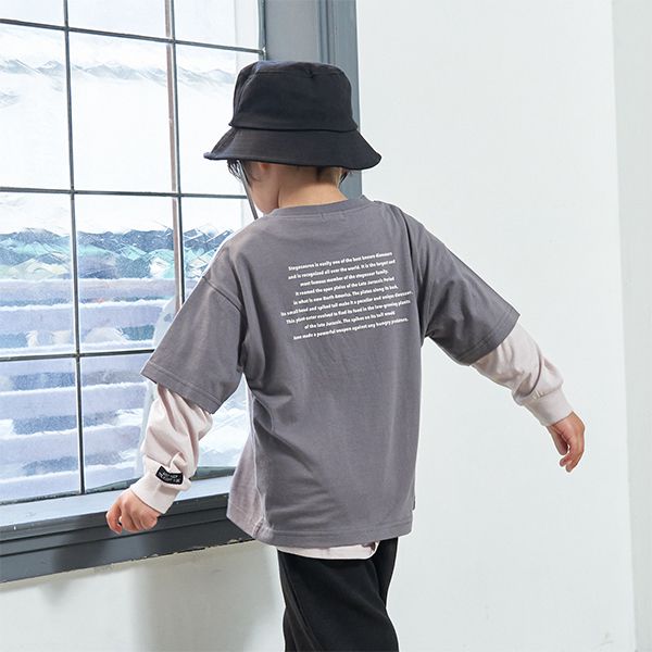 日本 b-ROOM - 100％棉 恐龍印花短袖上衣-翼手龍-深藍