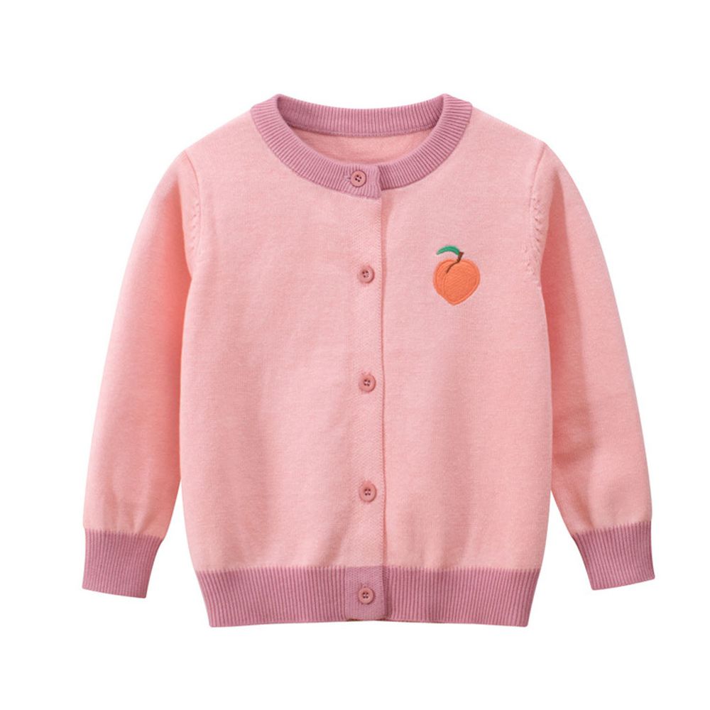 長袖針織外套-桃子-粉紅色