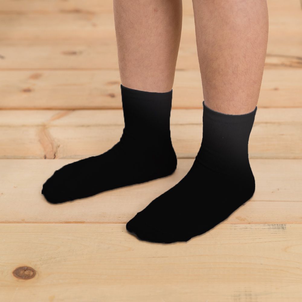 兒童精梳棉細針學生襪(6雙組)-短襪-黑色