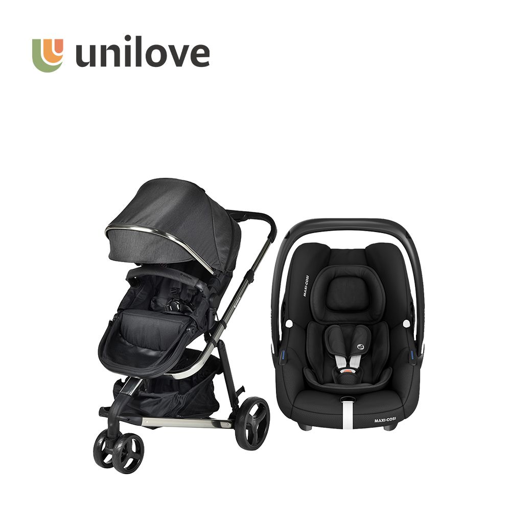 英國 Touring Premium多功能嬰兒推車+MAXI-COSI 荷蘭 CabrioFix-i-Size (Tinca) 新生兒提籃(0-18m)-推車(黑)+提籃(石墨黑)