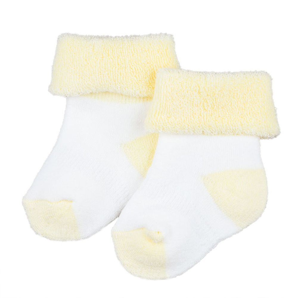 akachan honpo - 雙色毛巾襪-黃色 (7～9cm)