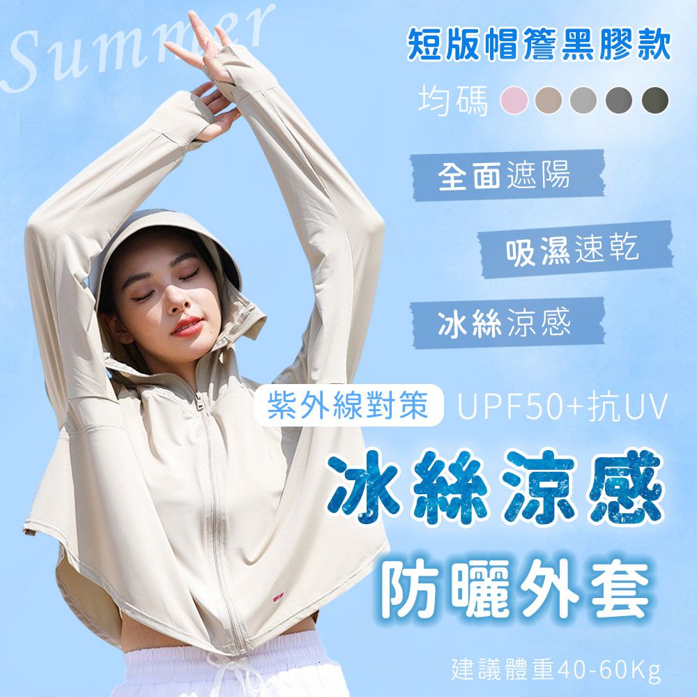 (買一送一)夏季冰絲涼感外套/短版修身/UPF50+抗UV防曬衣/加大帽簷完全防曬(女)