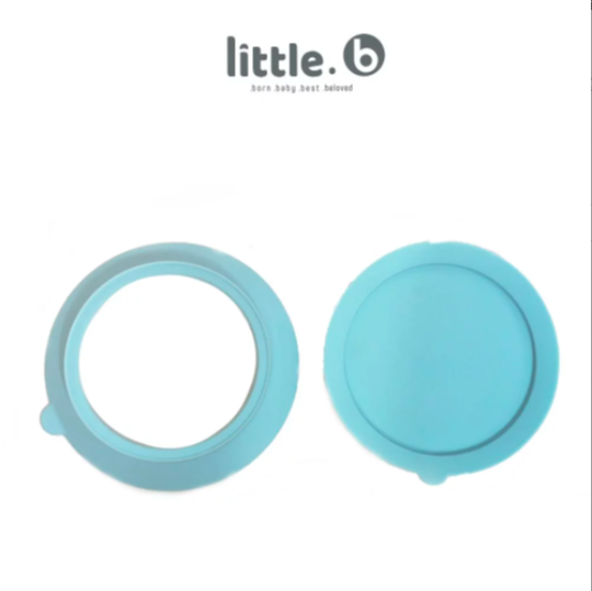 美國little.b - 不鏽鋼吸盤碗配件組-寶貝藍-上蓋*1+吸盤*1