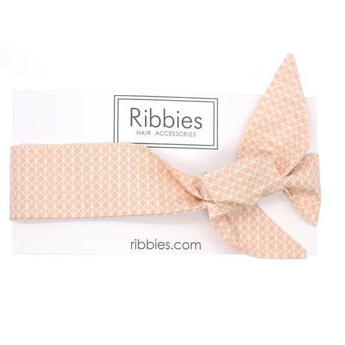 英國 Ribbies - 成人蝴蝶結髮帶-甜桃幾何圖型