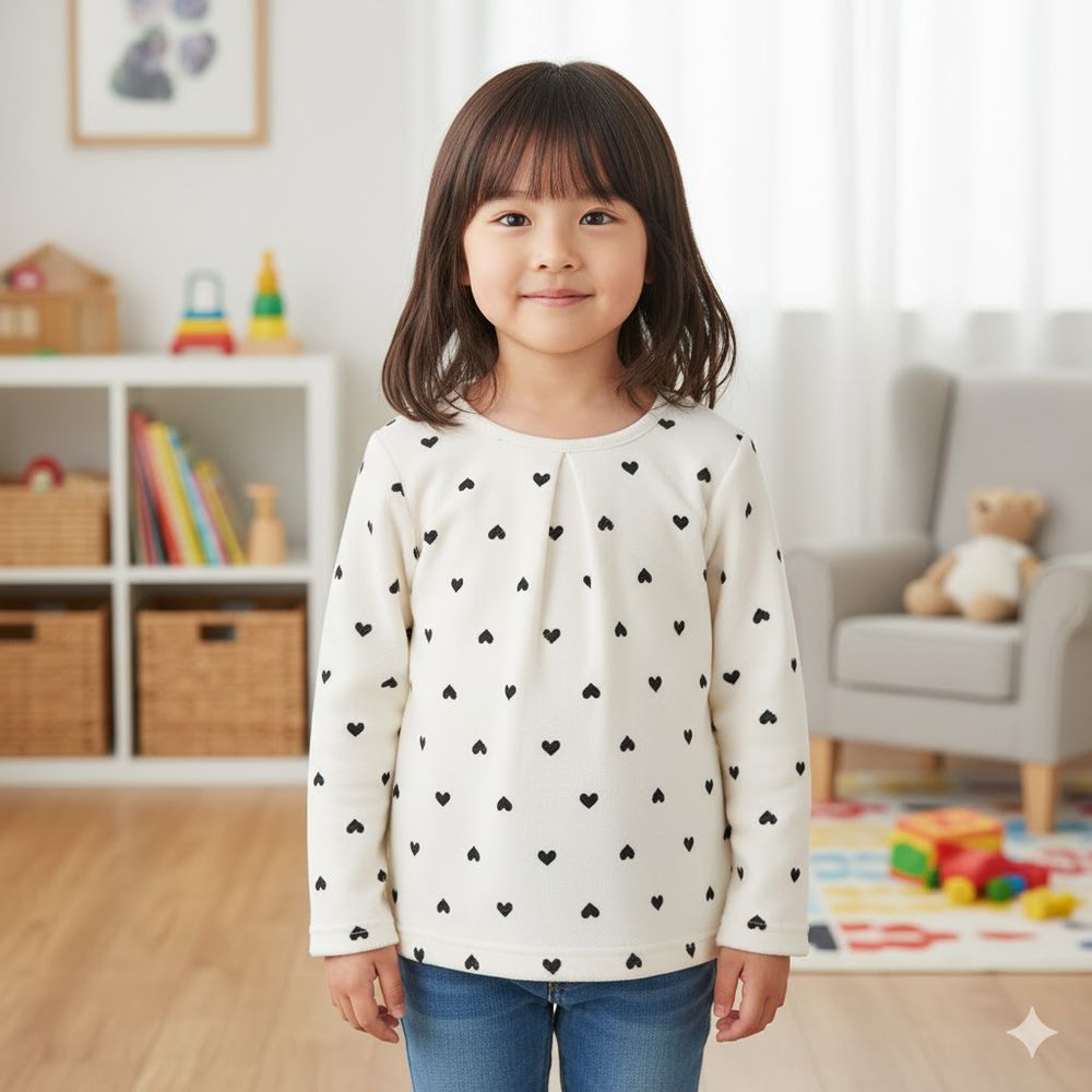 長袖休閒上衣-滿版印花-黑色