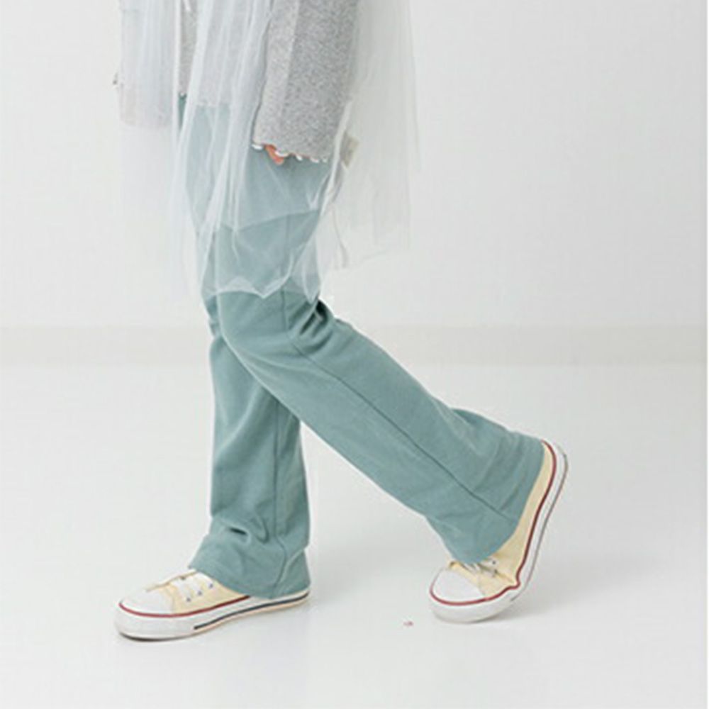 推薦！百搭彈力微喇叭褲-薄荷綠