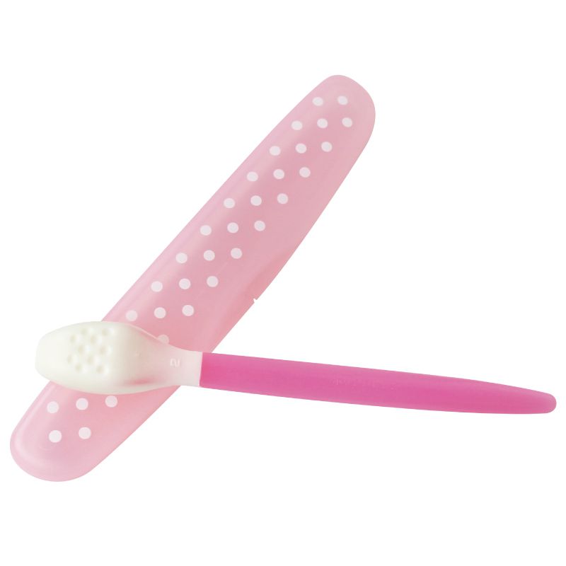 akachan honpo - 食物搗碎湯匙-粉紅色 (160×34×16mm(放入收納盒內時）)