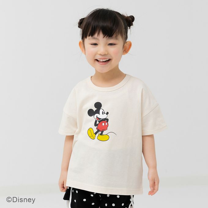 日本 Chil2 - 聯名款  卡通人物米奇純棉短袖上衣-滿版印花-奶油杏