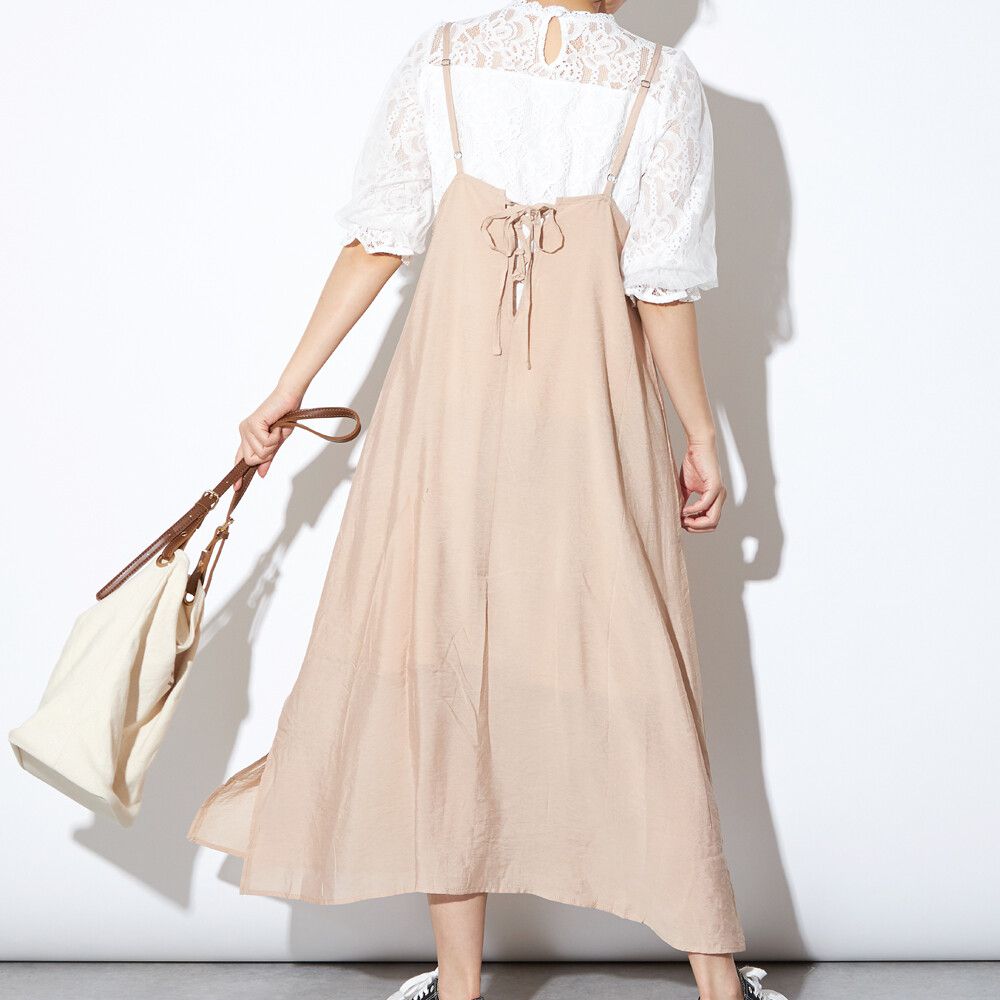 日本女裝代購 - 2way 碎花V領洋裝/罩衫外套-綠 (M(Free size))