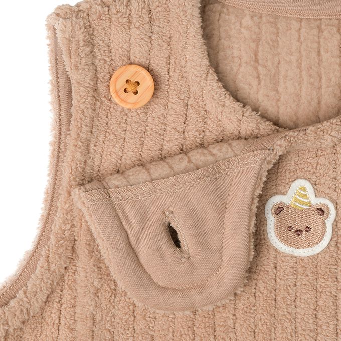 akachan honpo - 蓬鬆刷毛背心-咖啡色 (50~70cm)