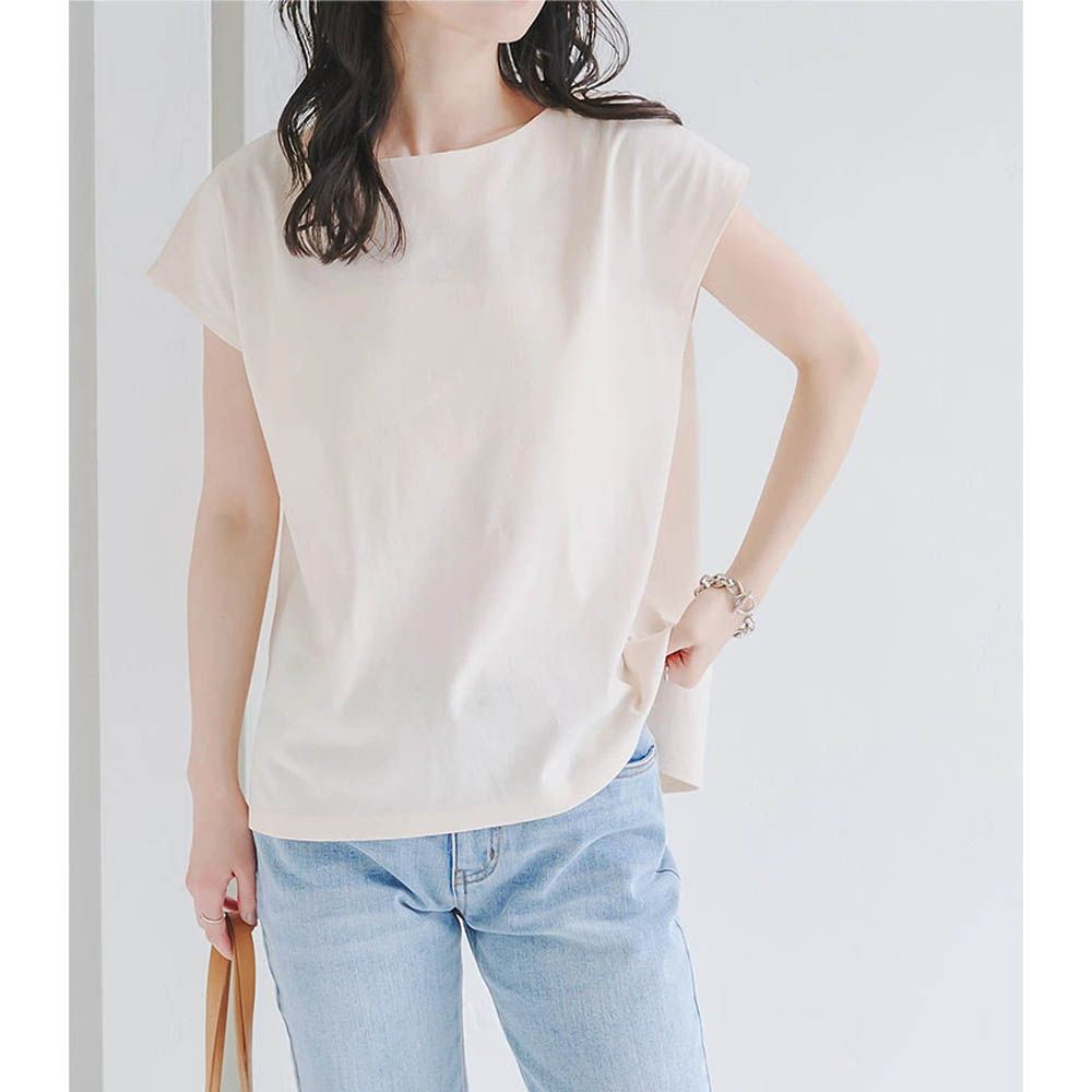 抗透汗機能 純棉短袖上衣(可選袖)-米杏