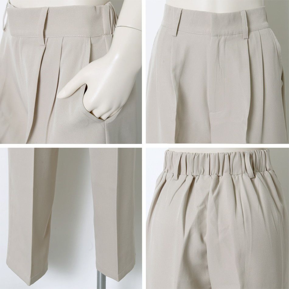 日本 Rejoule - 百搭修身打褶西裝褲-時尚黑