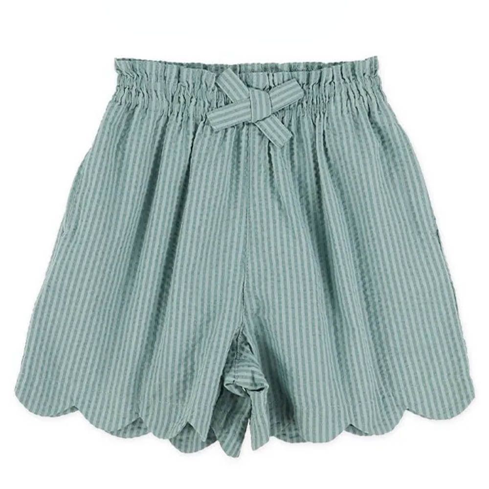 蝴蝶結貝殼下擺鬆緊短褲-薄荷綠
