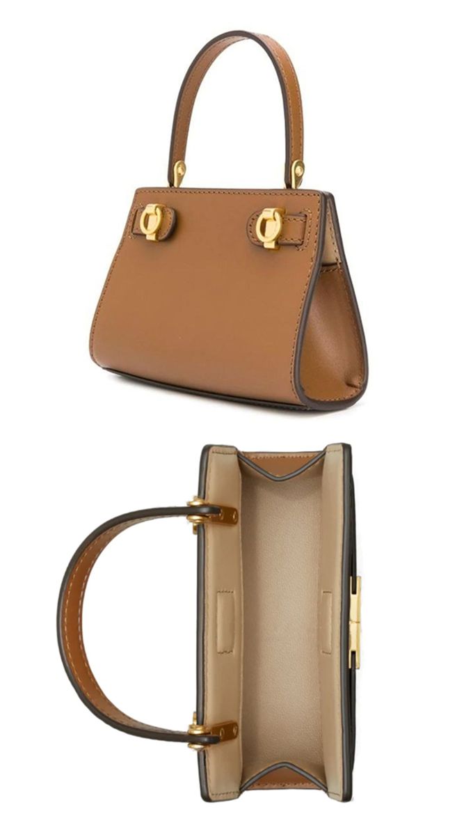 TORY BURCH - 簡約皮革迷你兩用包 (駝)