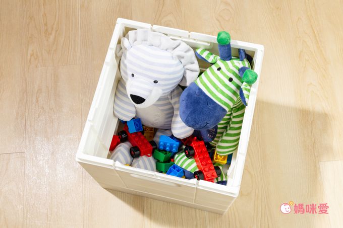 日本霜山 - 樂高可疊式積木玩具摺疊收納箱-綠蓋-25L-送台製OK牌積木(1kg)