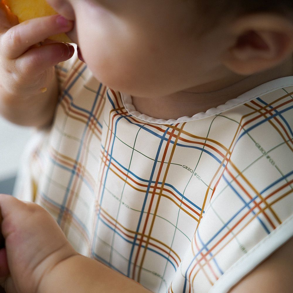 丹麥 GRECH & CO. - 防水圍兜-粉棕條紋 (適用於6個月以上)