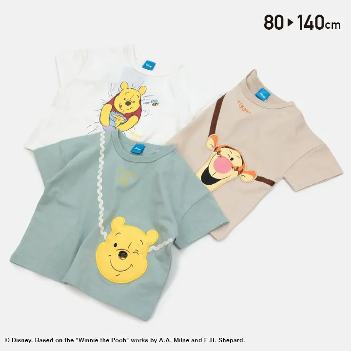 日本 Chil2 - 小熊維尼聯名 印花短袖上衣-維尼貪吃-白