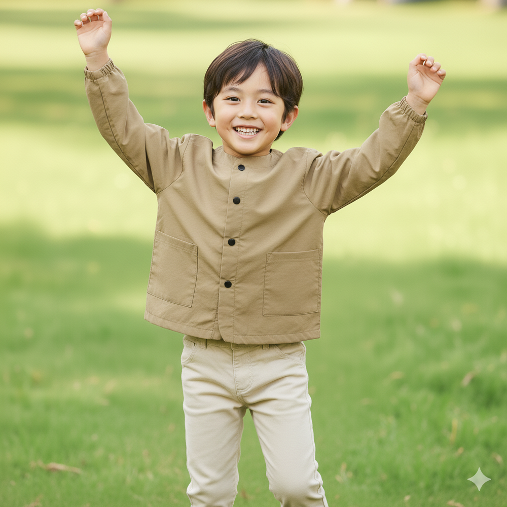 防潑水無領夾克-淺卡其色