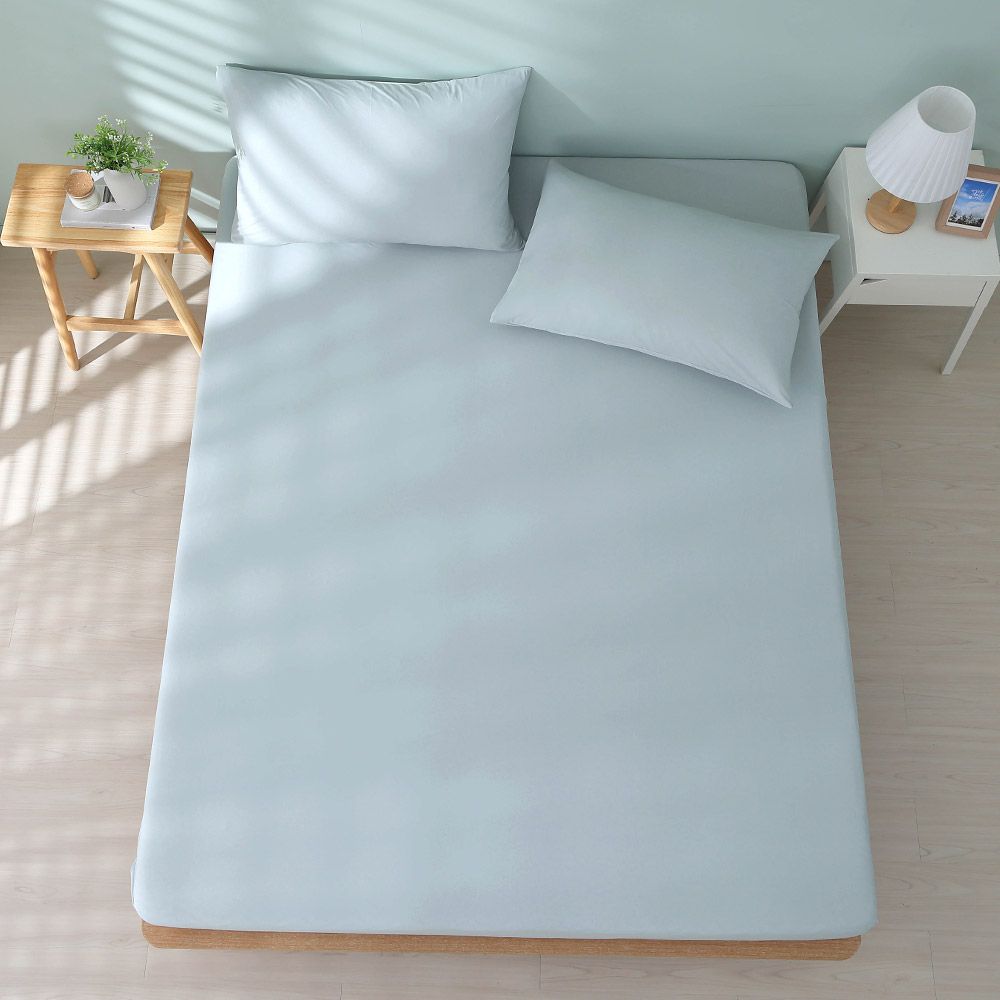 馬卡龍極致冰心涼感床包枕套組-冰石灰-雙人