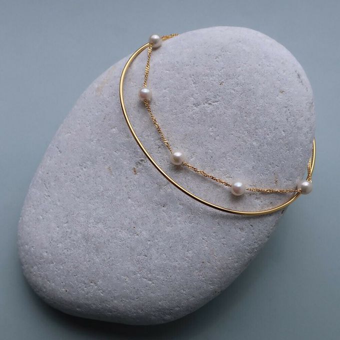 日本 Melody Accessory - 日本製 柔美細緻雙層手鏈-三顆珍珠-銀