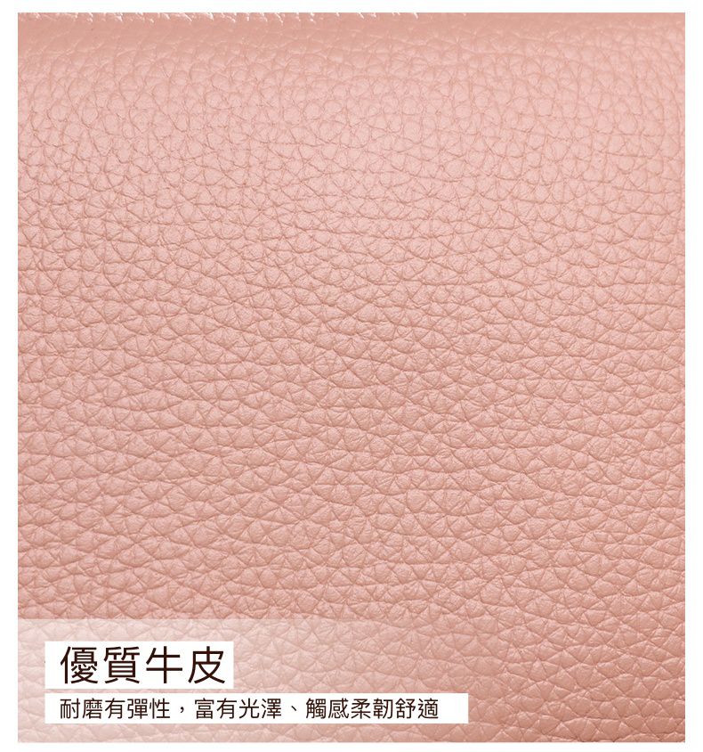 真皮簡約質感拉鏈短夾-紅色 (12x1x10cm)