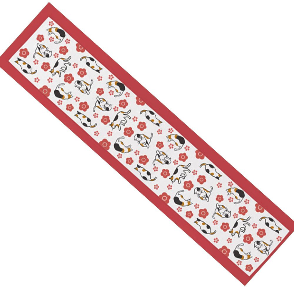 日本丸和 - 和柄小江戶水涼感巾(附收納袋)-小花貓-白 (20x100cm)