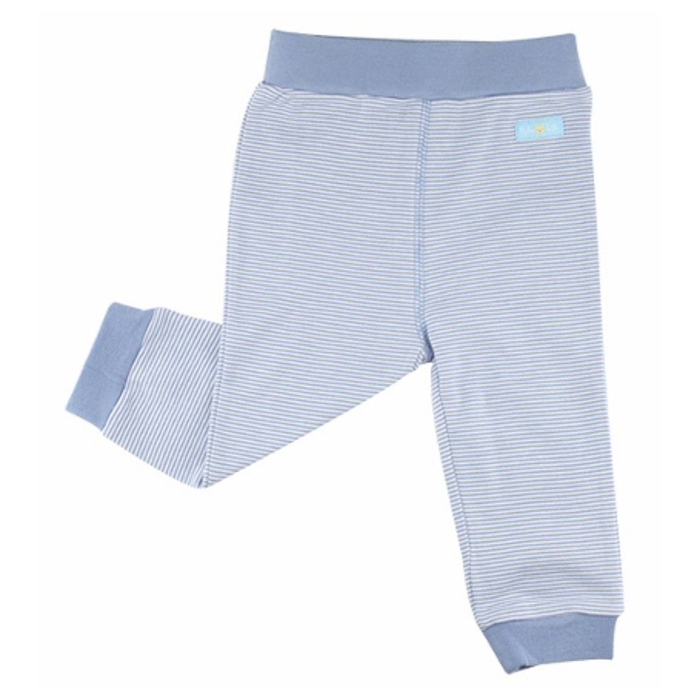 BABY TALK - 100%台灣精梳棉40支紗新生兒褲-藍白條紋