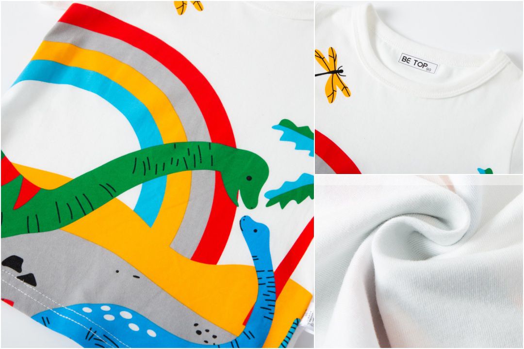 純棉短袖上衣-恐龍世界-米白色