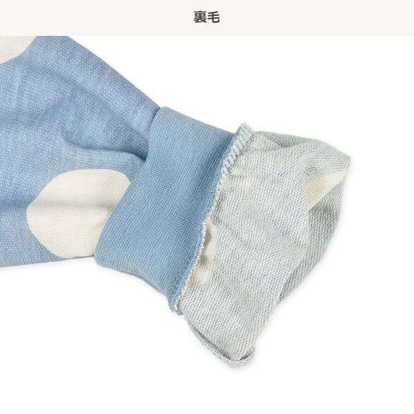 日本西松屋 - 異材質拼接長袖上衣-點點-粉